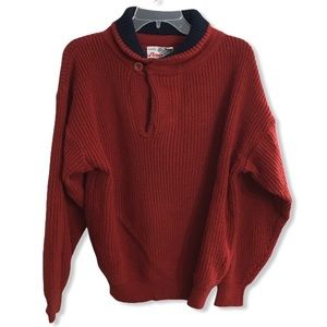 Vintage 80’s Cowlneck Cable Knit Sweater Red L